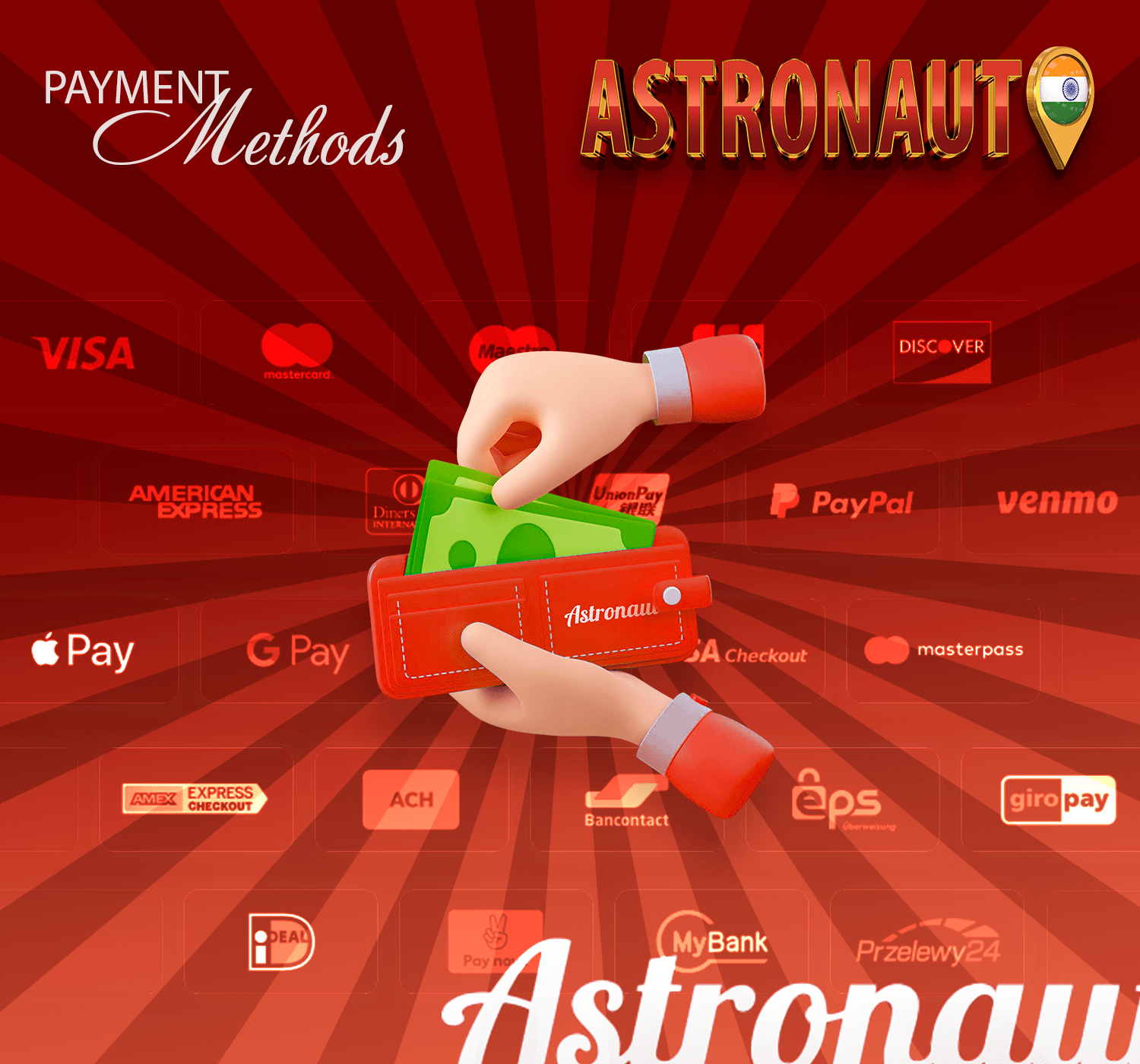 The Astronaut game offers various payment methods