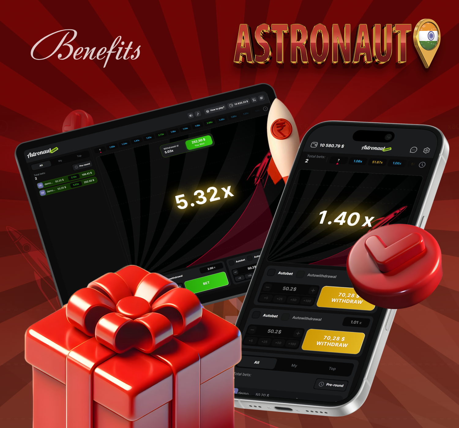 The Astronaut demo version offers many advantages for players from India who want to practise before playing for real money